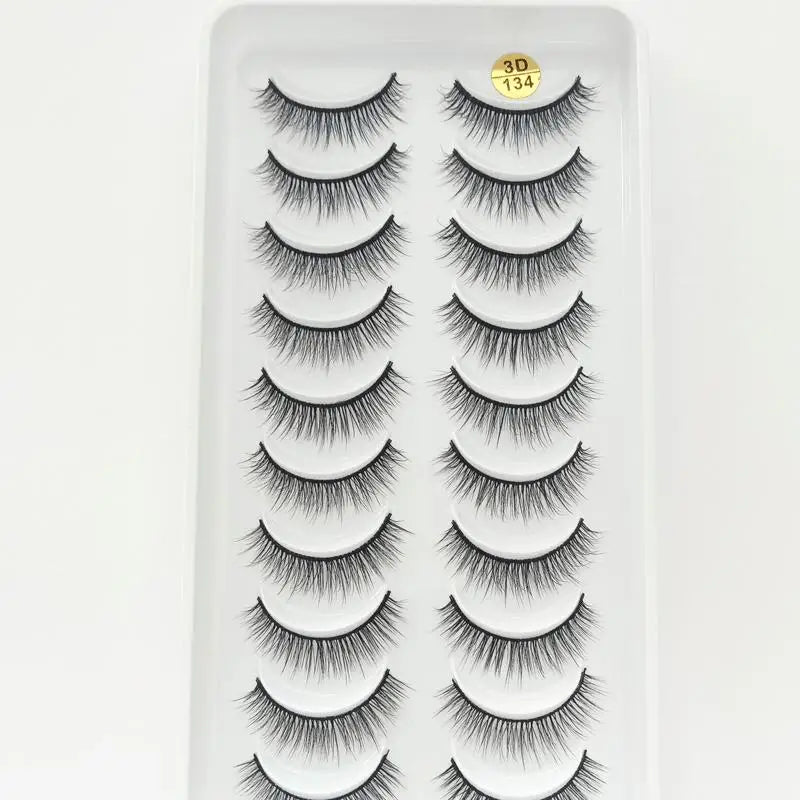 10 Pairs of Handmade Natural 3D Fluffy False Eyelashes