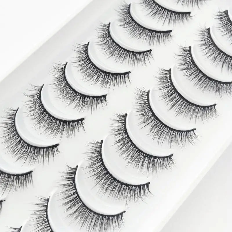 10 Pairs of Handmade Natural 3D Fluffy False Eyelashes