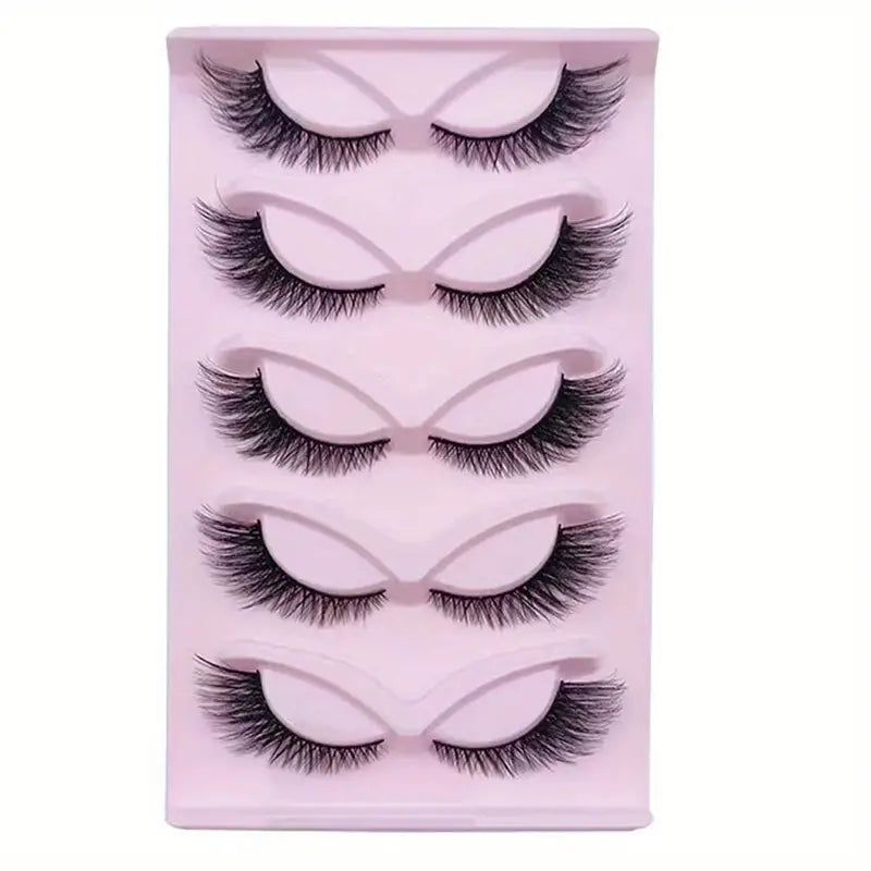 5 Pairs of Wispy Cat Eye False Eyelashes