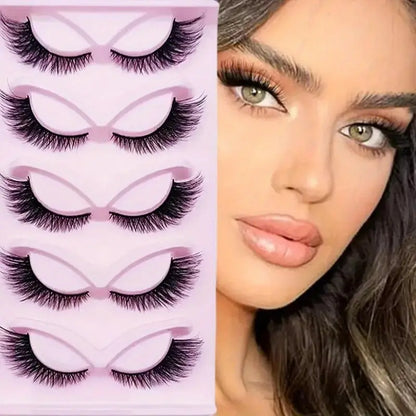 5 Pairs of Wispy Cat Eye False Eyelashes