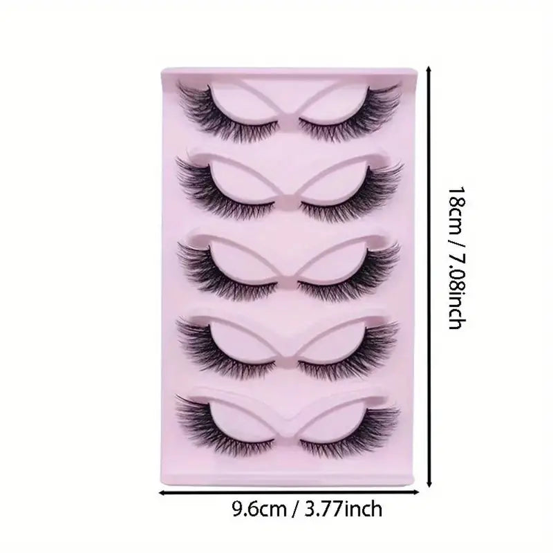 5 Pairs of Wispy Cat Eye False Eyelashes