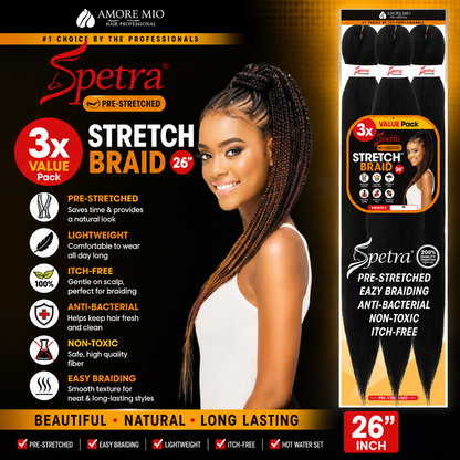 Amore Mio – Tresses Pré-Étirées Spetra 3X, 26 Pouces