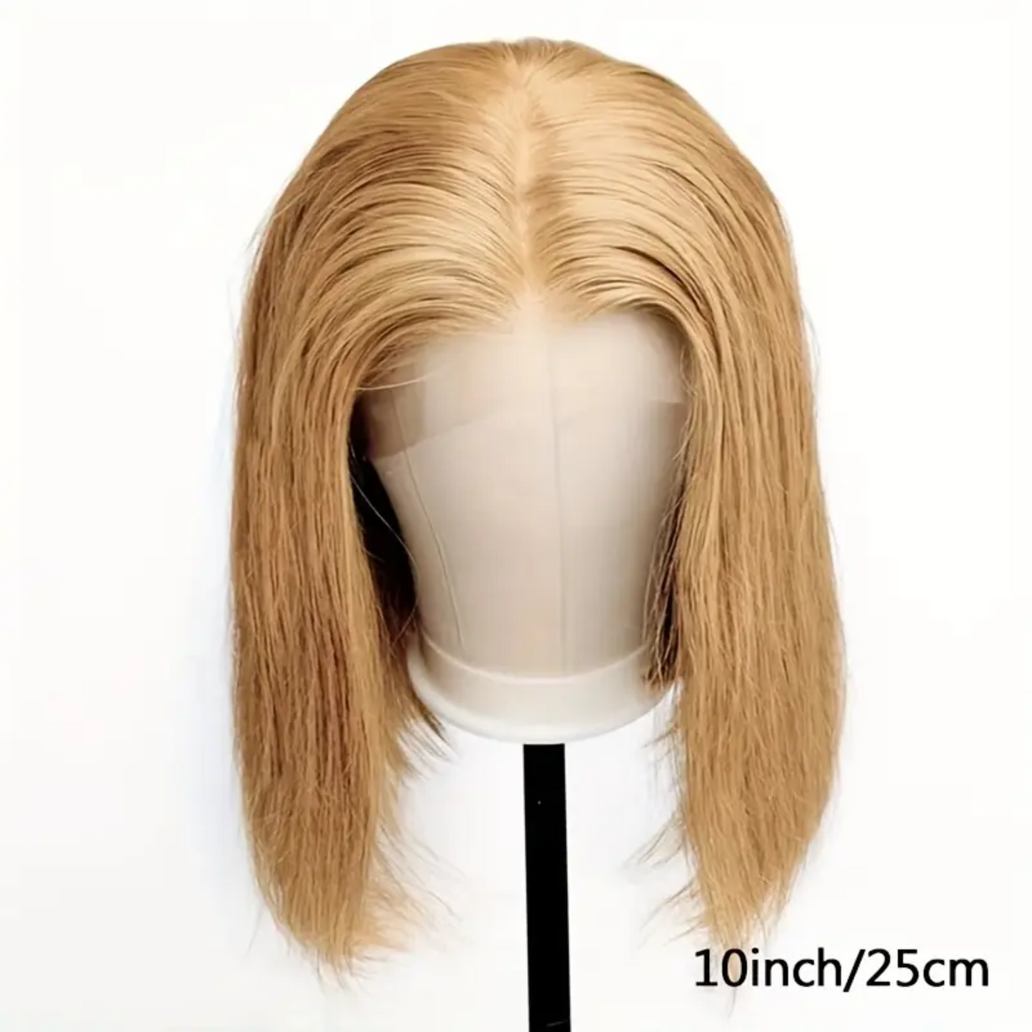 Splendid Honey Blonde Human Hair Bob Wig - 13x4 Lace Frontal, #27, 10 inches