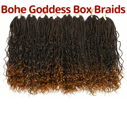 14 inches Goddess Bohemian Synthetic Crochet Box Braid w/ Curly Ends, T30#