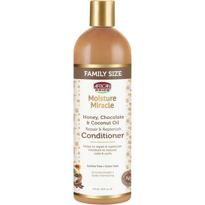 African Pride - Moisture Miracle Honey, Chocolate & Coconut Oil Conditioner, 16oz