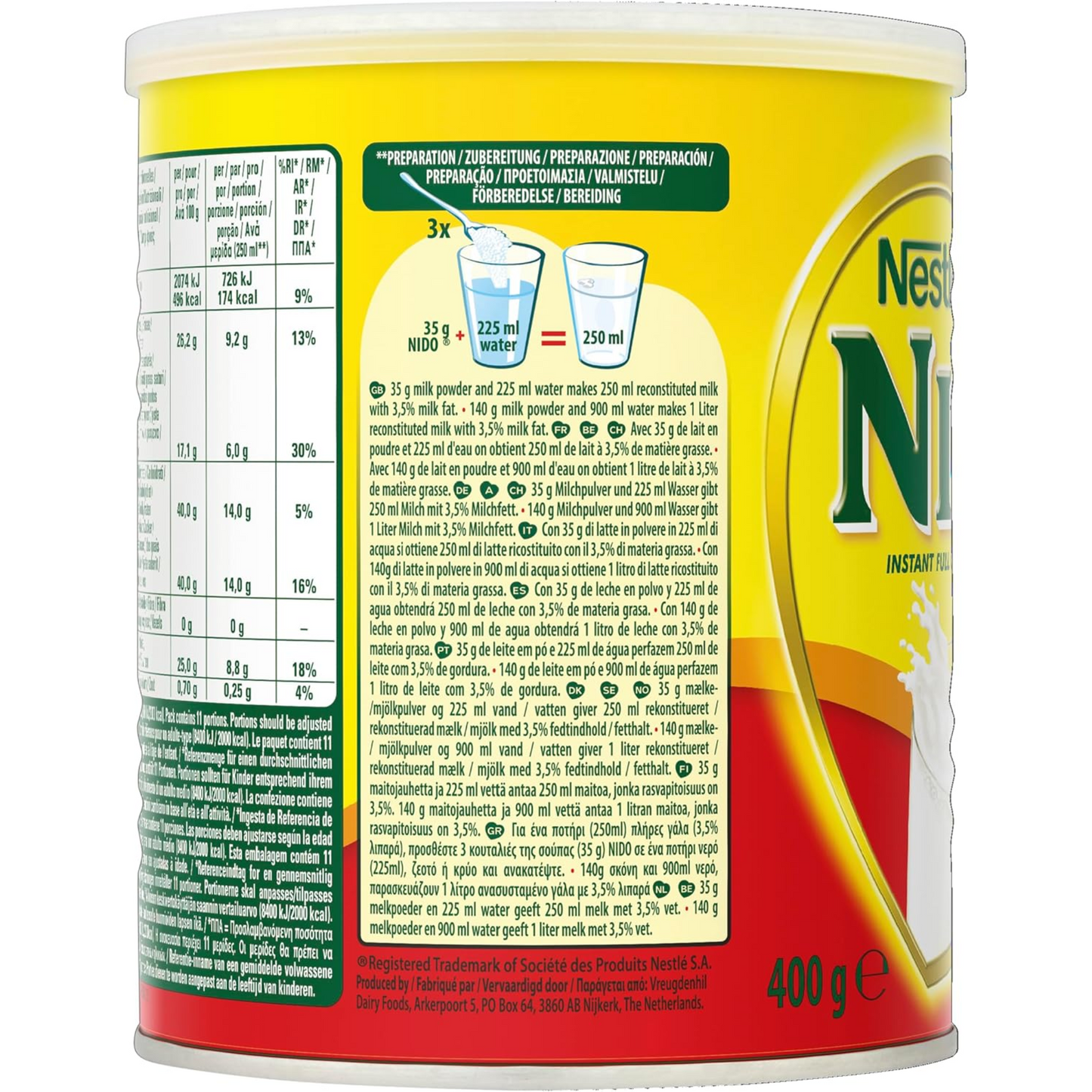 Nestlé NIDO - LECHE EN POLVO CREMA ENTERA INSTANTÁNEA, 400g