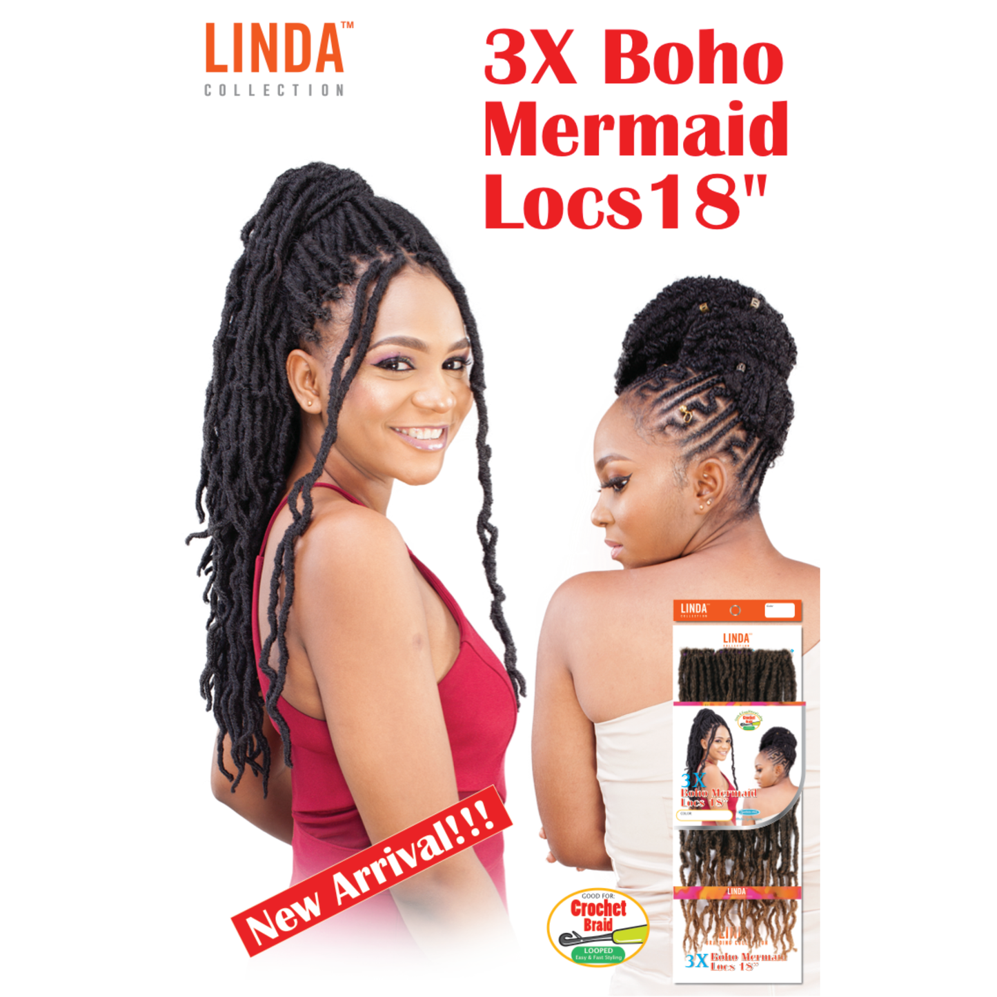 Linda Braiding Collection - 3X Boho Mermaid Locs 18"