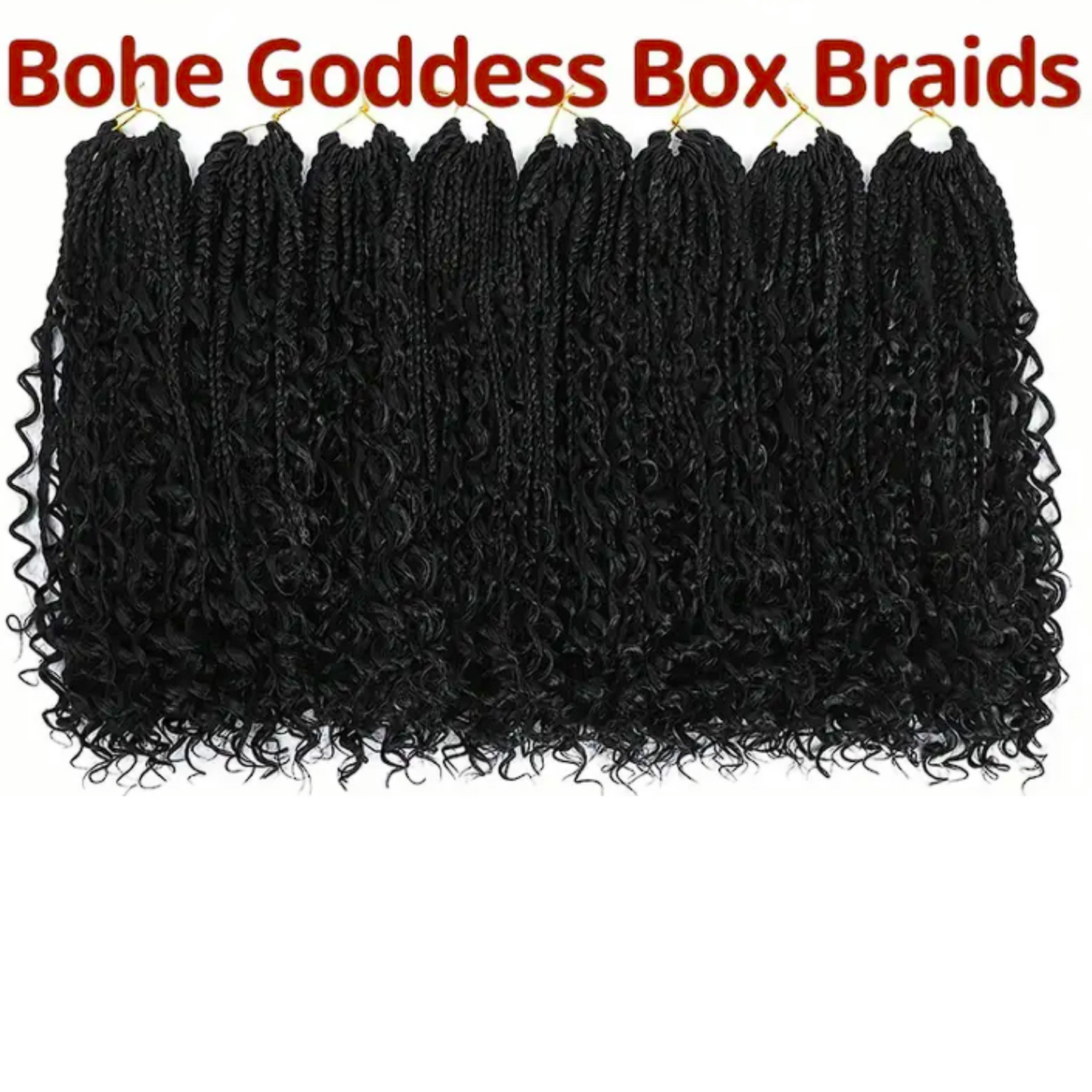 14 Inches Goddess Bohemian Synthetic Crochet Box Braid Hair w/ Curly Ends, 1B#