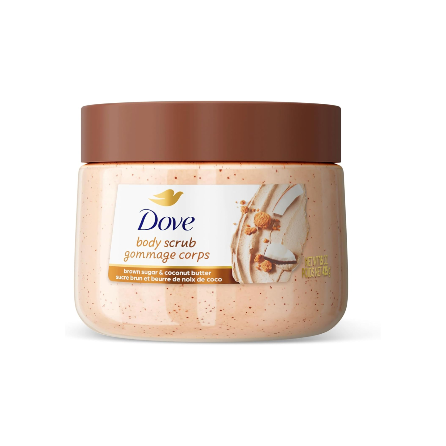 Dove – Gommage corporel Sucre brun et beurre de coco, 425 g