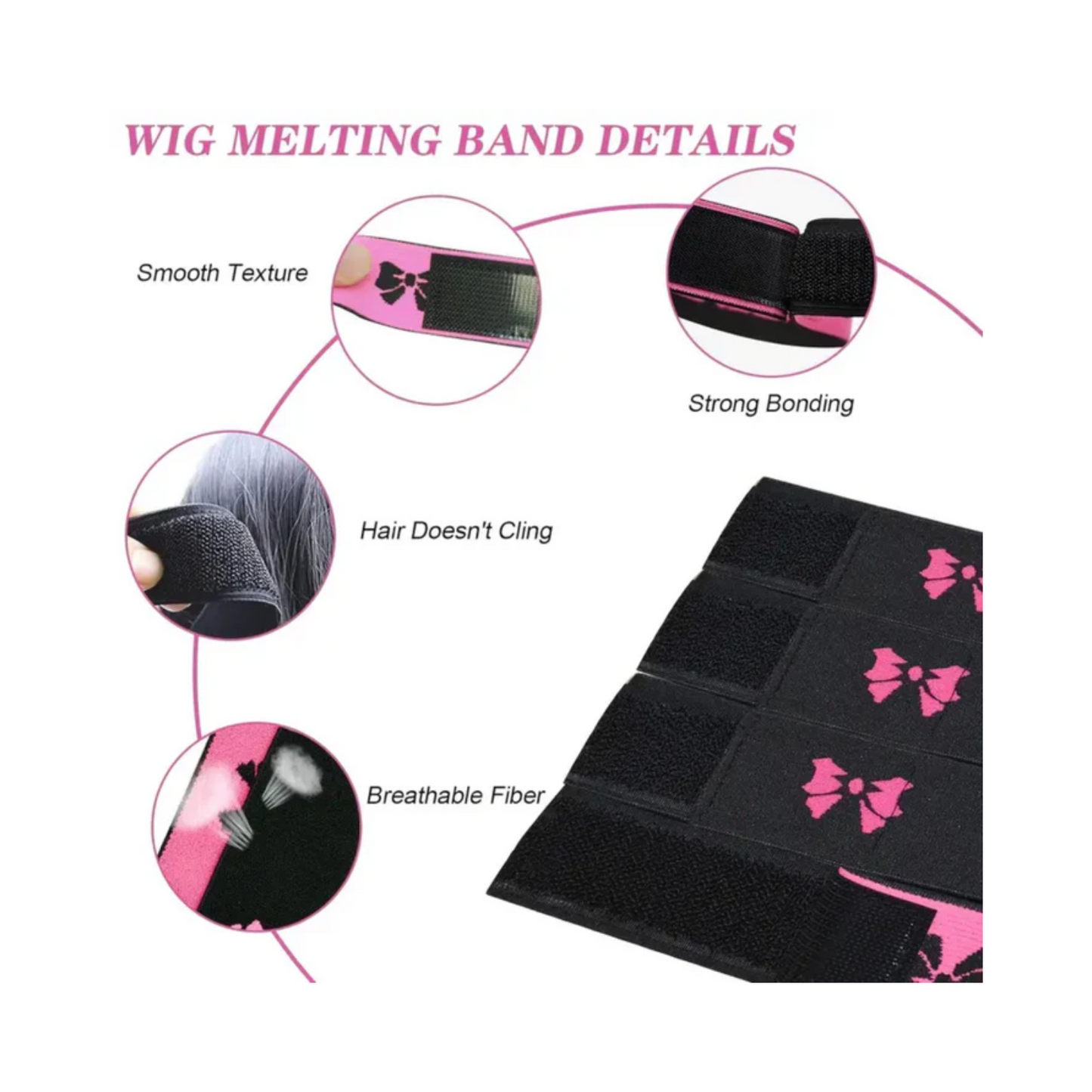 Banda elástica ajustable con borde envolvente – Rosa y negra