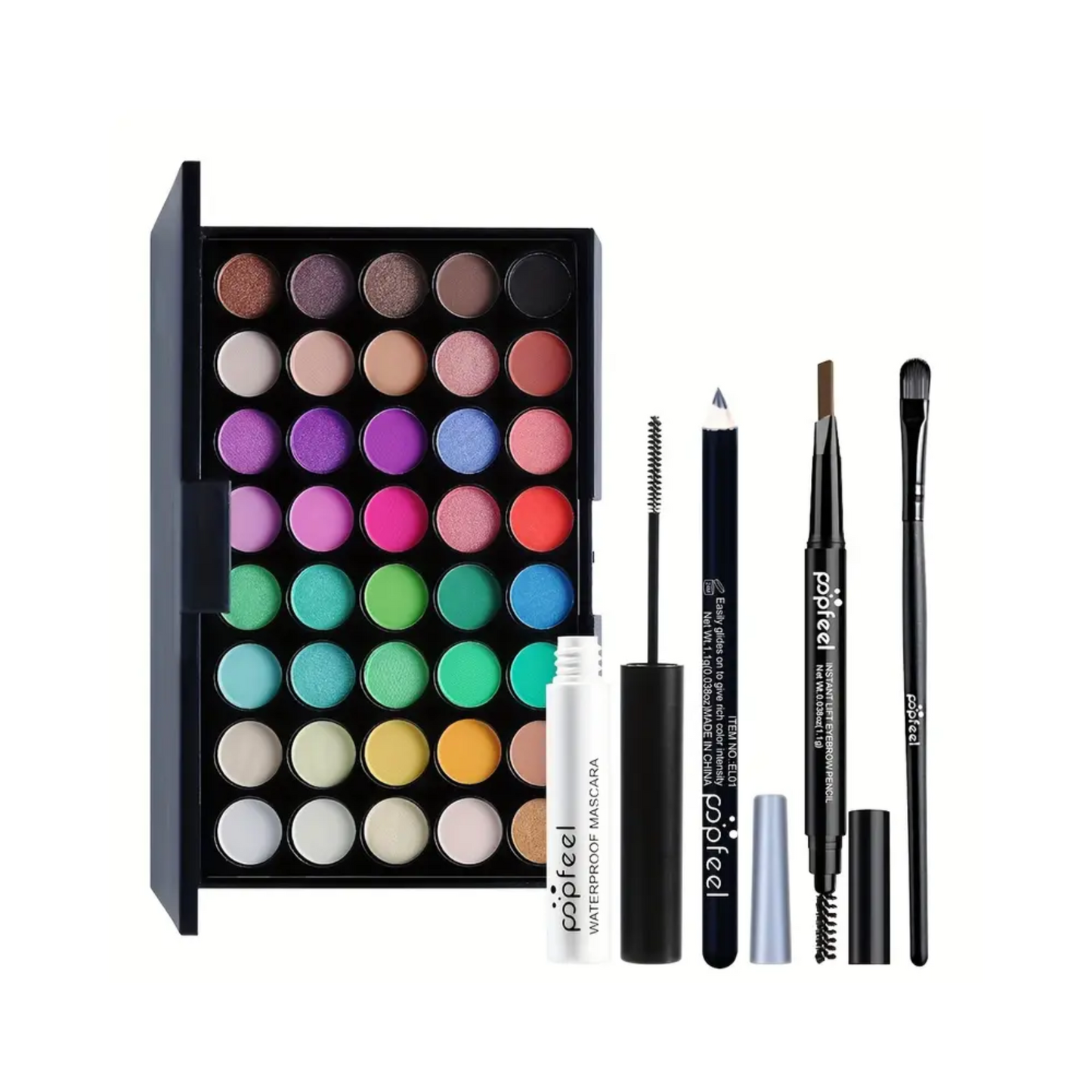 Set de maquillaje de ojos Popfeel "All Your Eye" en colores brillantes: paleta de 40 colores + herramientas, E40-02