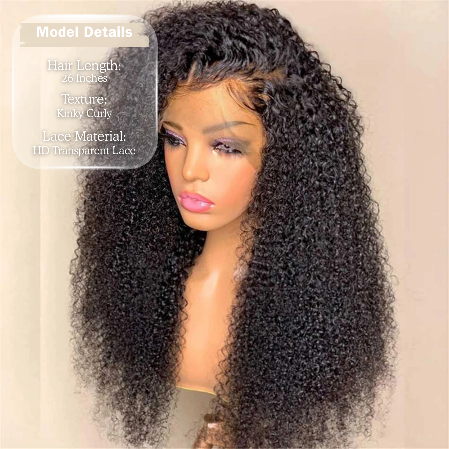 13x4 HD Lace Front Kinky Curly Human Hair Wig – 26″, 250% Full Volume