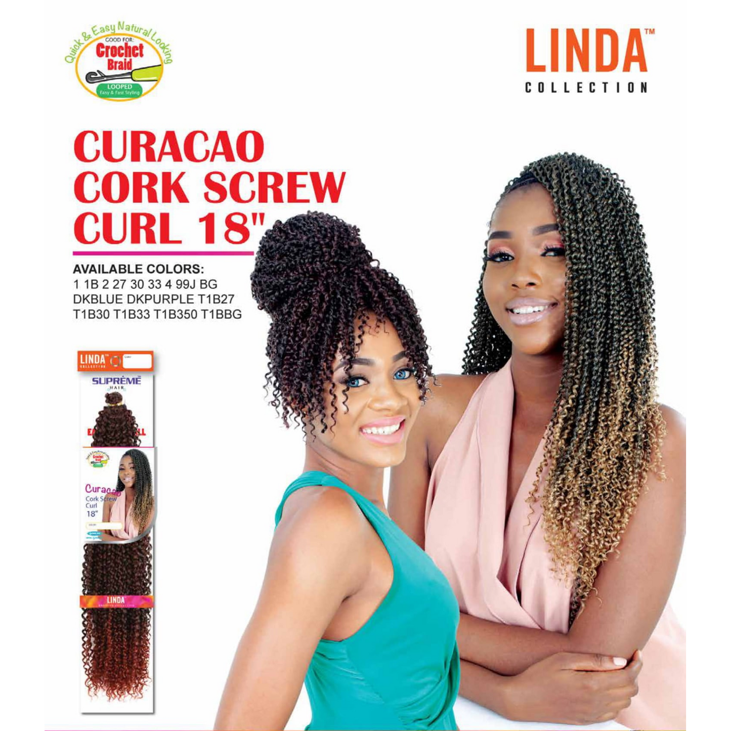 Linda Braiding Collection - Curacao Cork Screw Curl, 18"