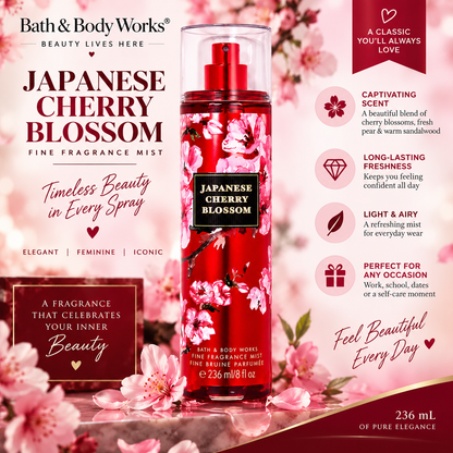 Bath & Body Works – Japanese Cherry Blossom Fine Fragrance Mist, 236 mL Bath & Body Works