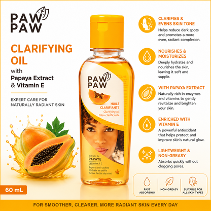 Paw Paw – Huile Clarifiante à l’Extrait de Papaye et à la Vitamine E, 60 mL