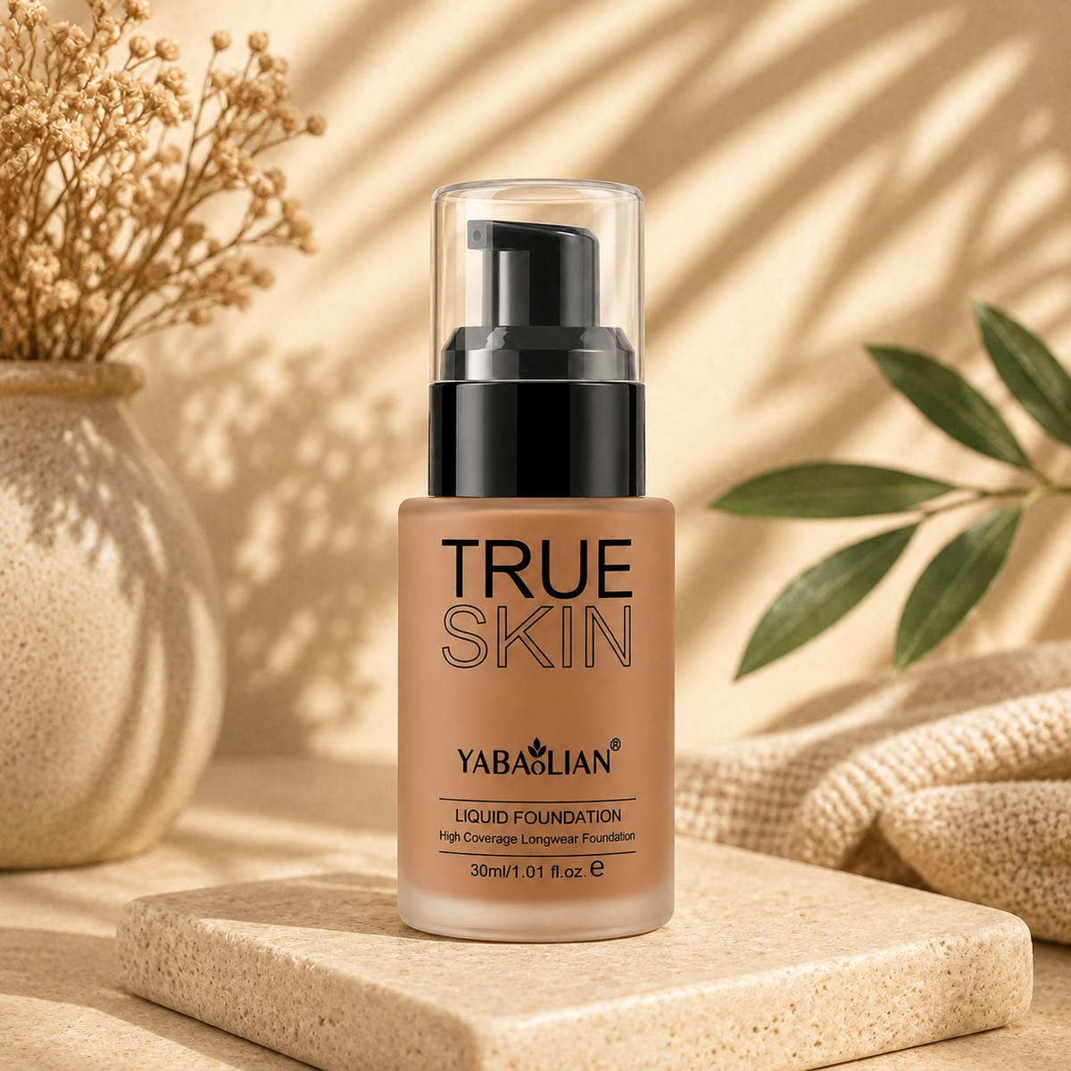 Yabaolian True Skin Liquid Foundation – Full Coverage Natural Finish Foundation Clessenza Beauty Store