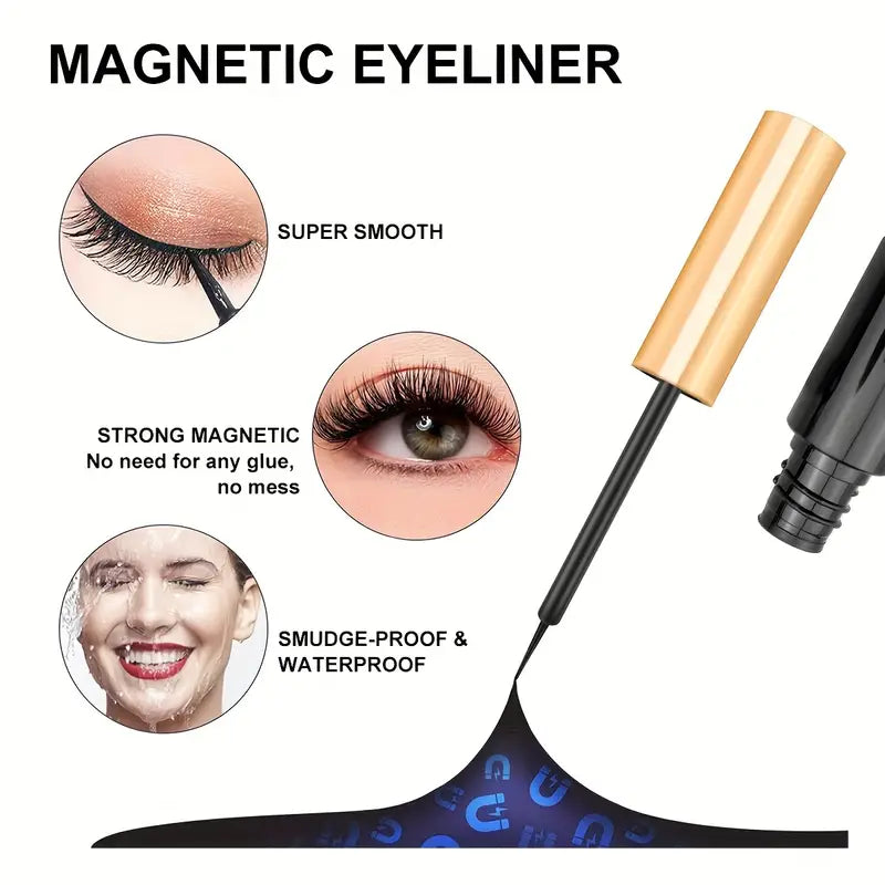 5 Pairs of Eyelashes and 2 Magnetic Eyeliner Set