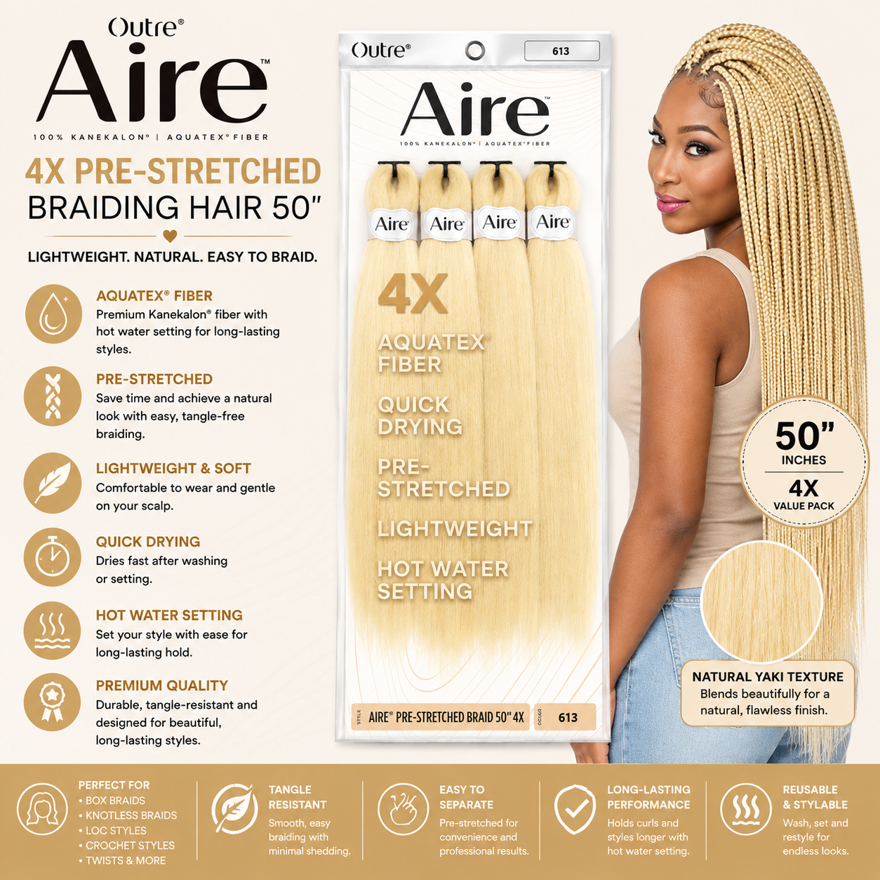AIRE – 4X Pre-Stretched Braiding Hair 50"