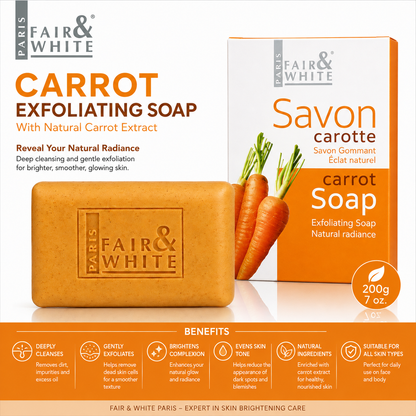 Fair & White Paris – Original Carrot Oil Exfoliating Soap, 200g Fair & White Paris