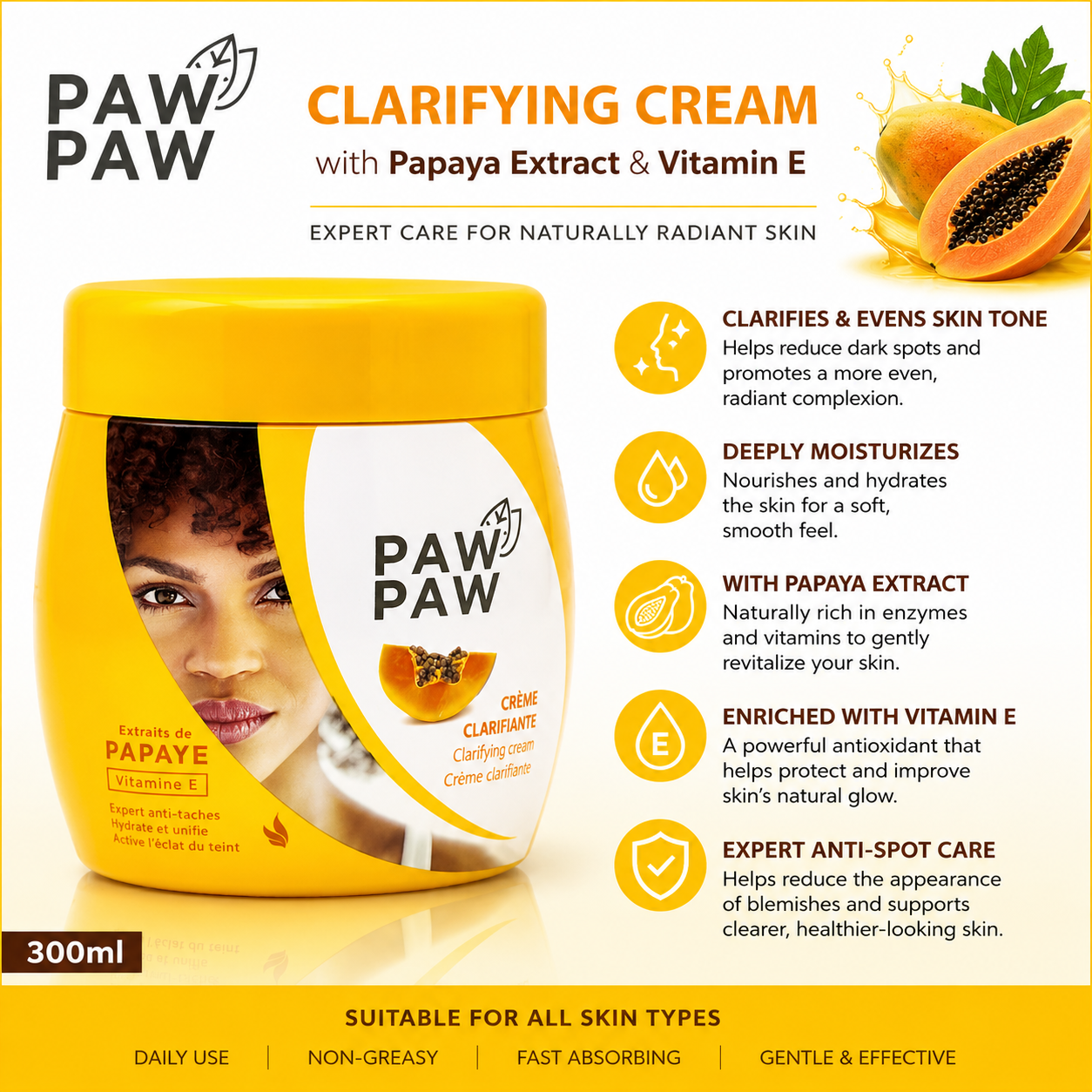 Paw Paw – Clarifying Cream with Papaya Extract & Vitamin E, 300ml