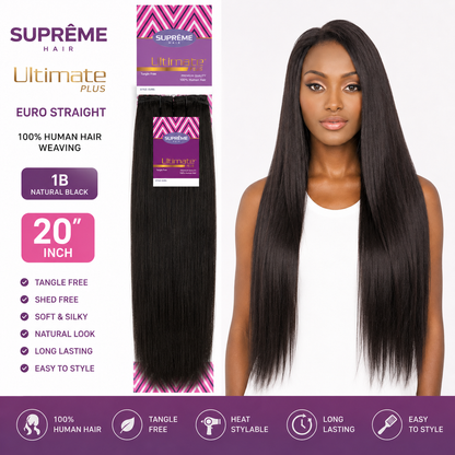 SUPRÊME Hair – Tissage Lisse Euro Straight en Cheveux Humains 100 % Naturels