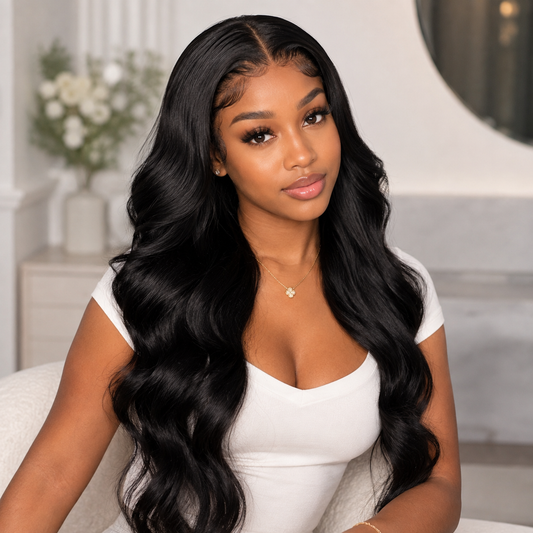 26″ Body Wave 13x4 HD Lace Front Human Hair Wig – Natural Black, Pre-Plucked, 180% Density Clessenza Beauty Store