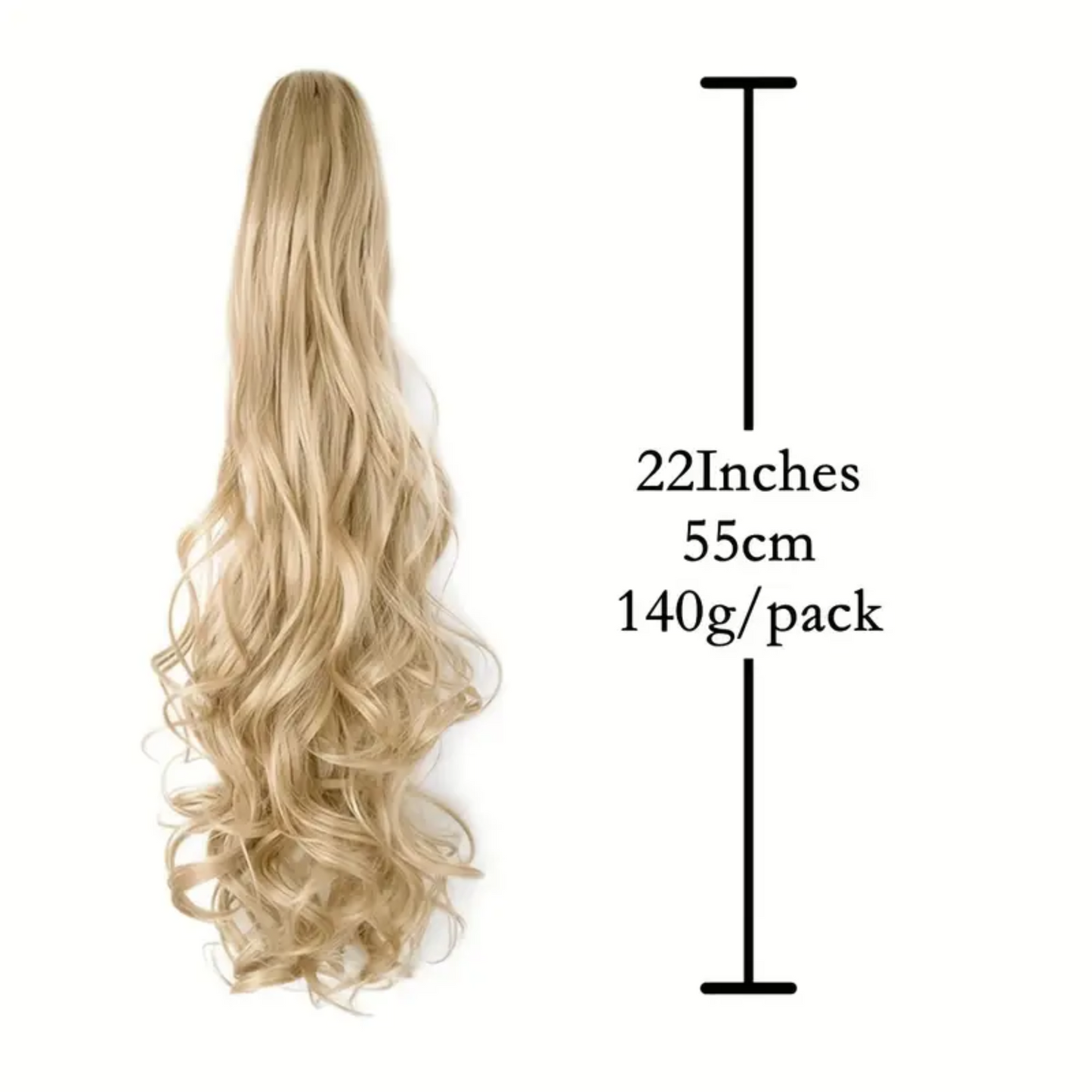 22 Inches Synthetic Curly Wavy Claw Clip Ponytail Extension