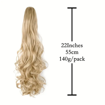 22 Inches Synthetic Curly Wavy Claw Clip Ponytail Extension