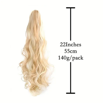 22 Inches Synthetic Curly Wavy Claw Clip Ponytail Extension