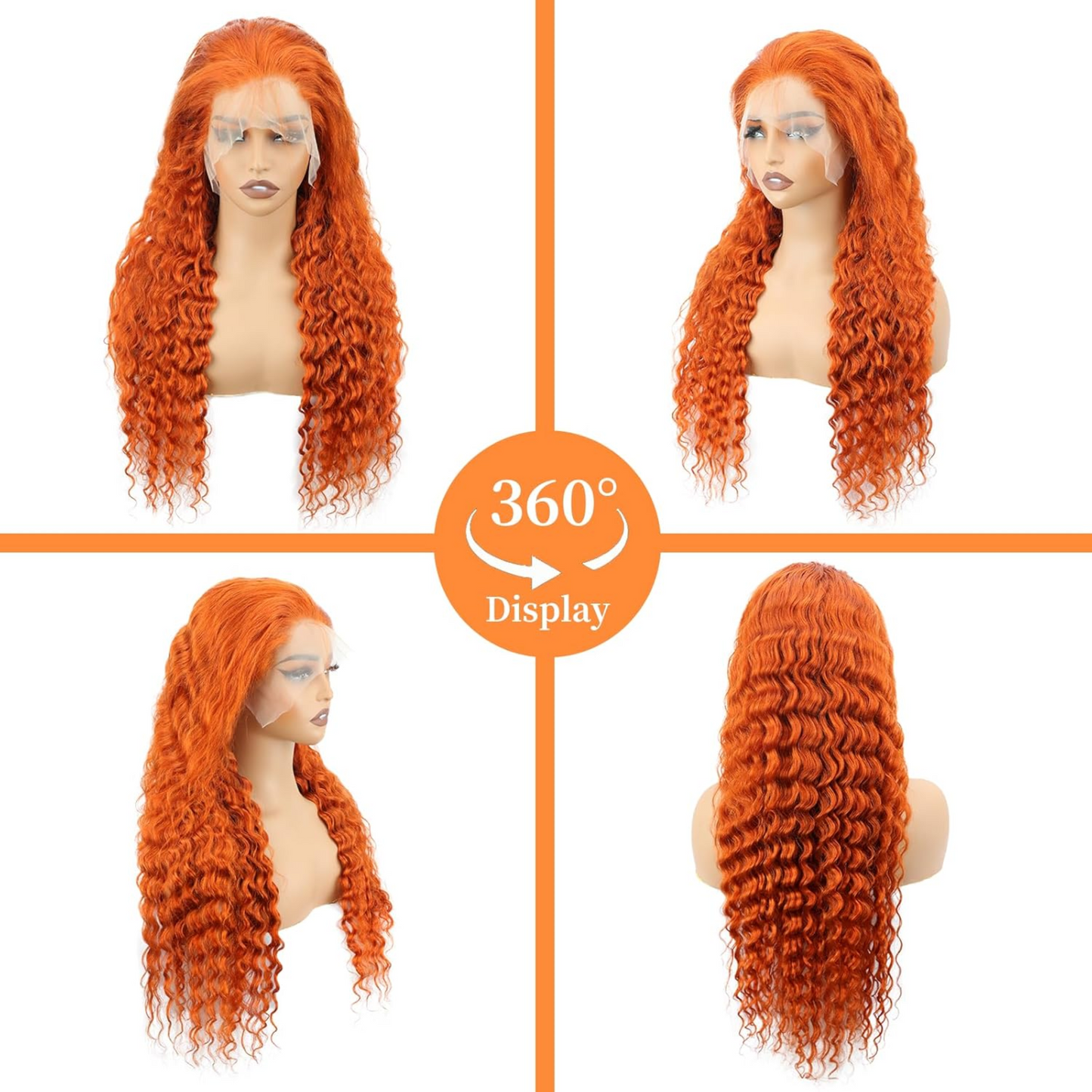 13x4 Lace Frontal Deep Wave Human Hair Wig - 230% Density, #350,  32 inches