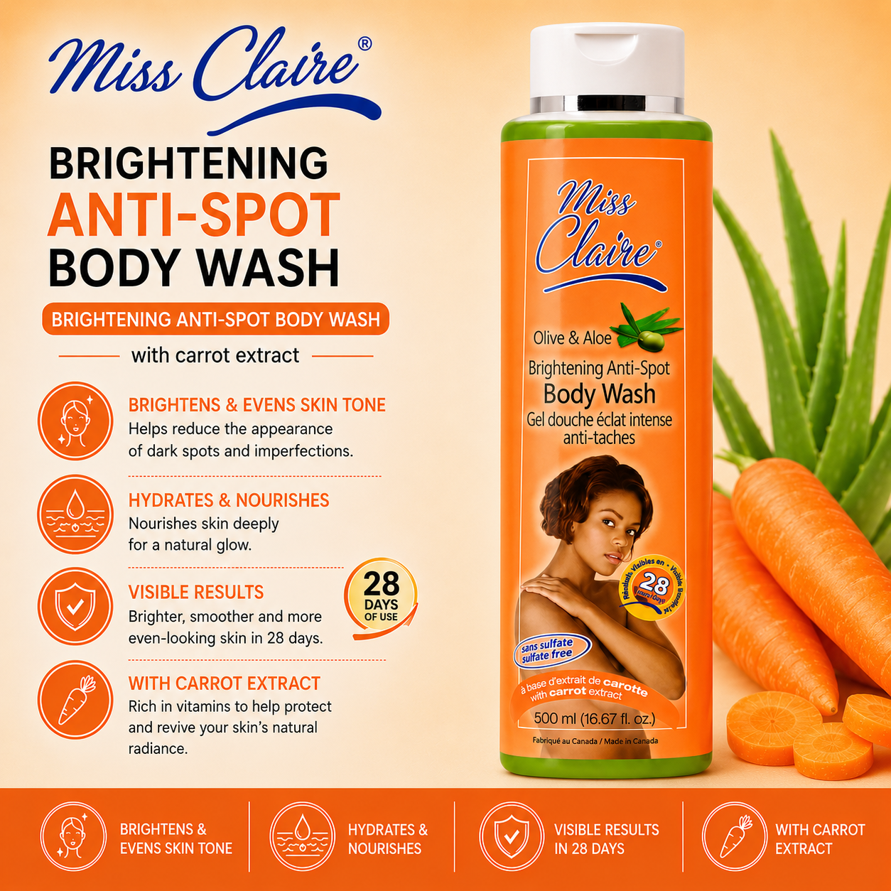 Miss Claire – Brightening Anti-Spot Body Wash, 500ml