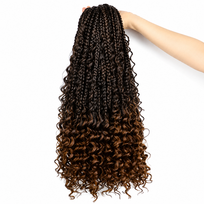 Tresses Crochet Boho Goddess 18 po – Cheveux de Tressage Protecteur à Pointes Bouclées, Couleur #T30 Ombré Brun
