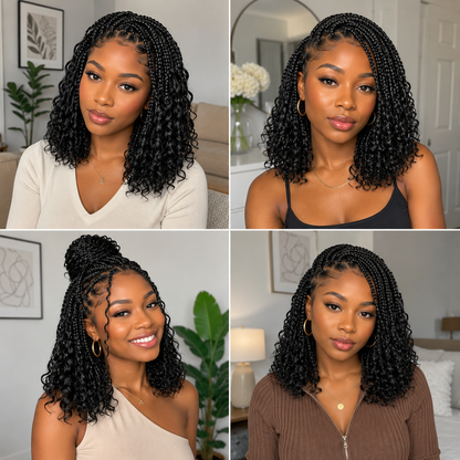 Boho Goddess Crochet Braids 12″ – Curly-End Protective Braiding Hair for Natural Hairstyles Clessenza Beauty Store