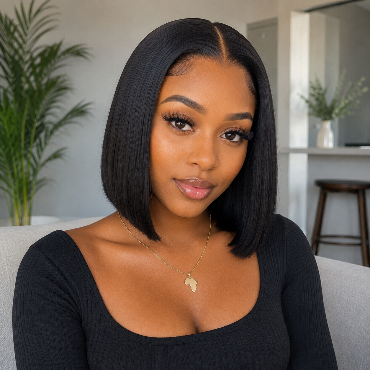 12″ Straight HD Lace Front Human Hair Bob Wig – 13x4 Natural Black Clessenza Beauty Store