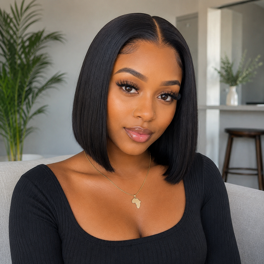 12″ Straight HD Lace Front Human Hair Bob Wig – 13x4 Natural Black Clessenza Beauty Store