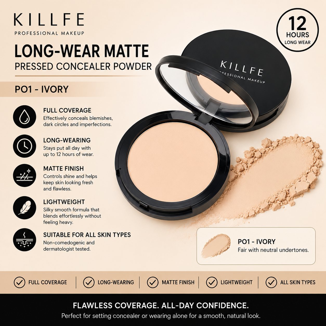 Killfe – Long-Wear Matte Pressed Concealer Powder
