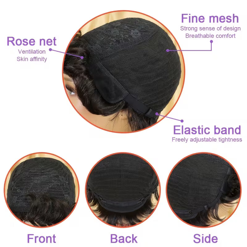 Short Pixie Cut Human Hair Wig – Kinky Curly – 4″ – Natural Black – 150% Density Clessenza Beauty Store