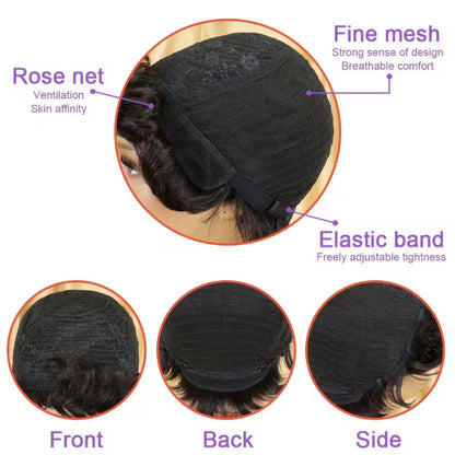 Short Pixie Cut Human Hair Wig – Kinky Curly – 4″ – Natural Black – 150% Density Clessenza Beauty Store