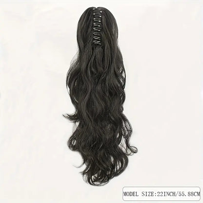 Real Human Hair Natural Black Body Wave Claw Clip In Ponytail Extension