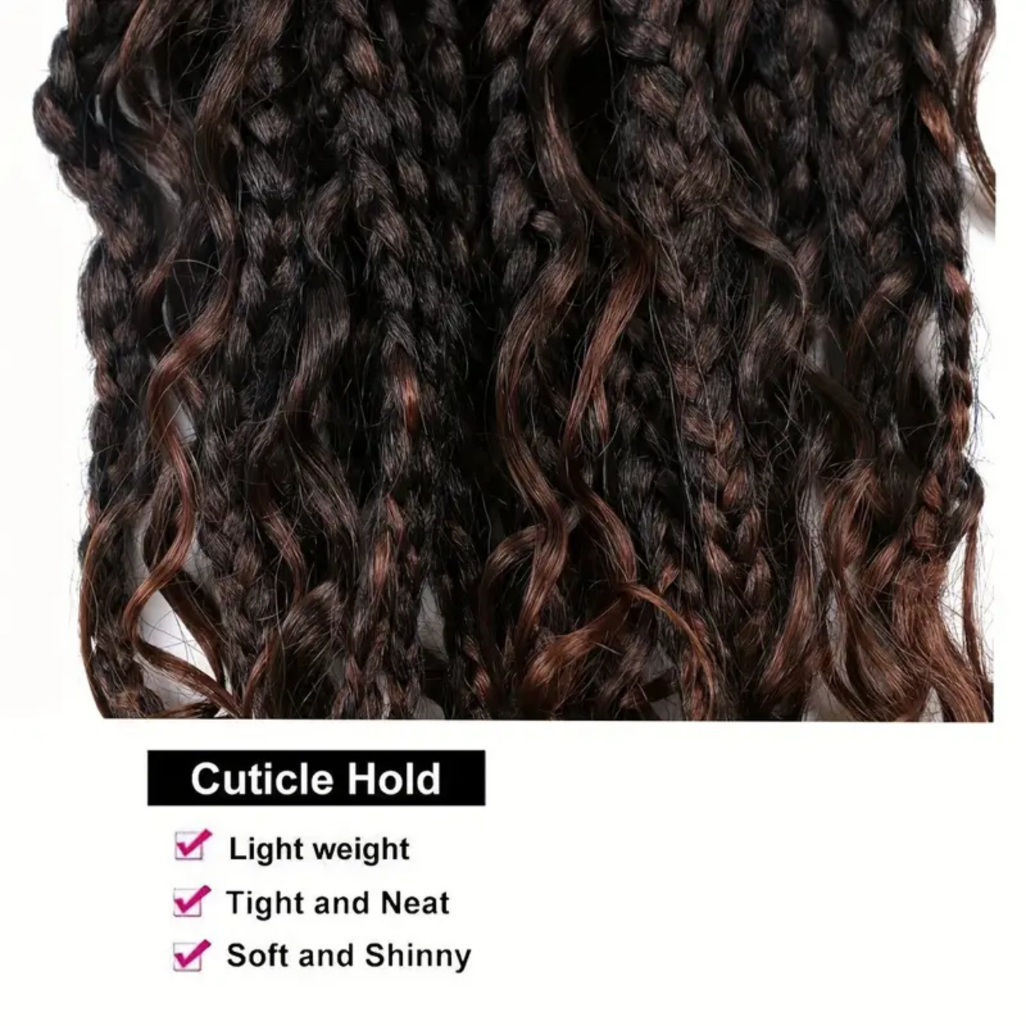 18 inches Box Braids Synthetic Crochet Hair w/ Curly Ends, T30#