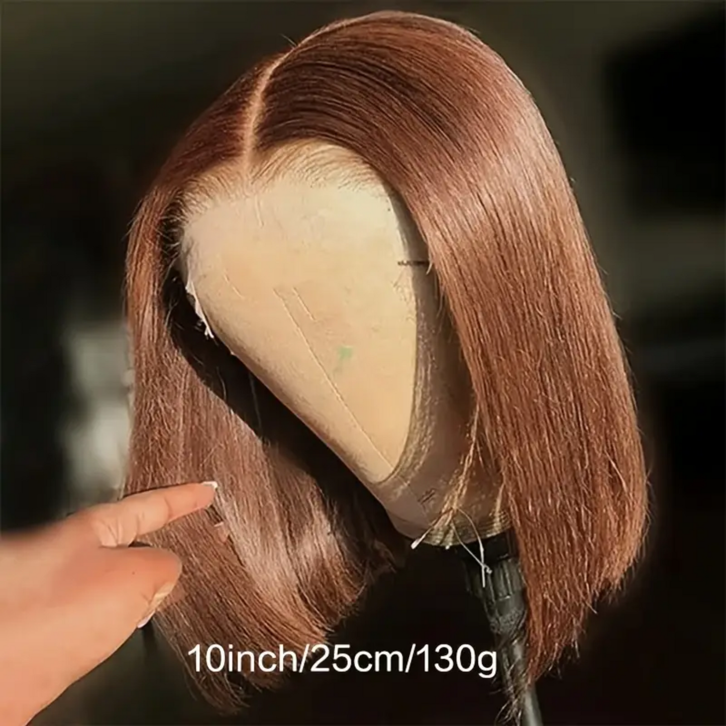 Splendid Dark Brown Straight Human Hair Bob Wig - 13x4 Lace Frontal, #4, 10 inches