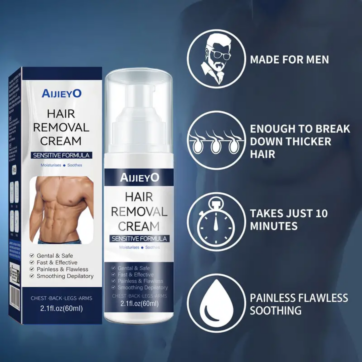 Aijieyo - Painless & Flawless Men's Hair Removal Cream