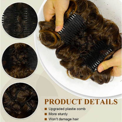 6 inch Messy Bun Curly Synthetic Combs In Ponytail Extension (Medium Ash Brown)