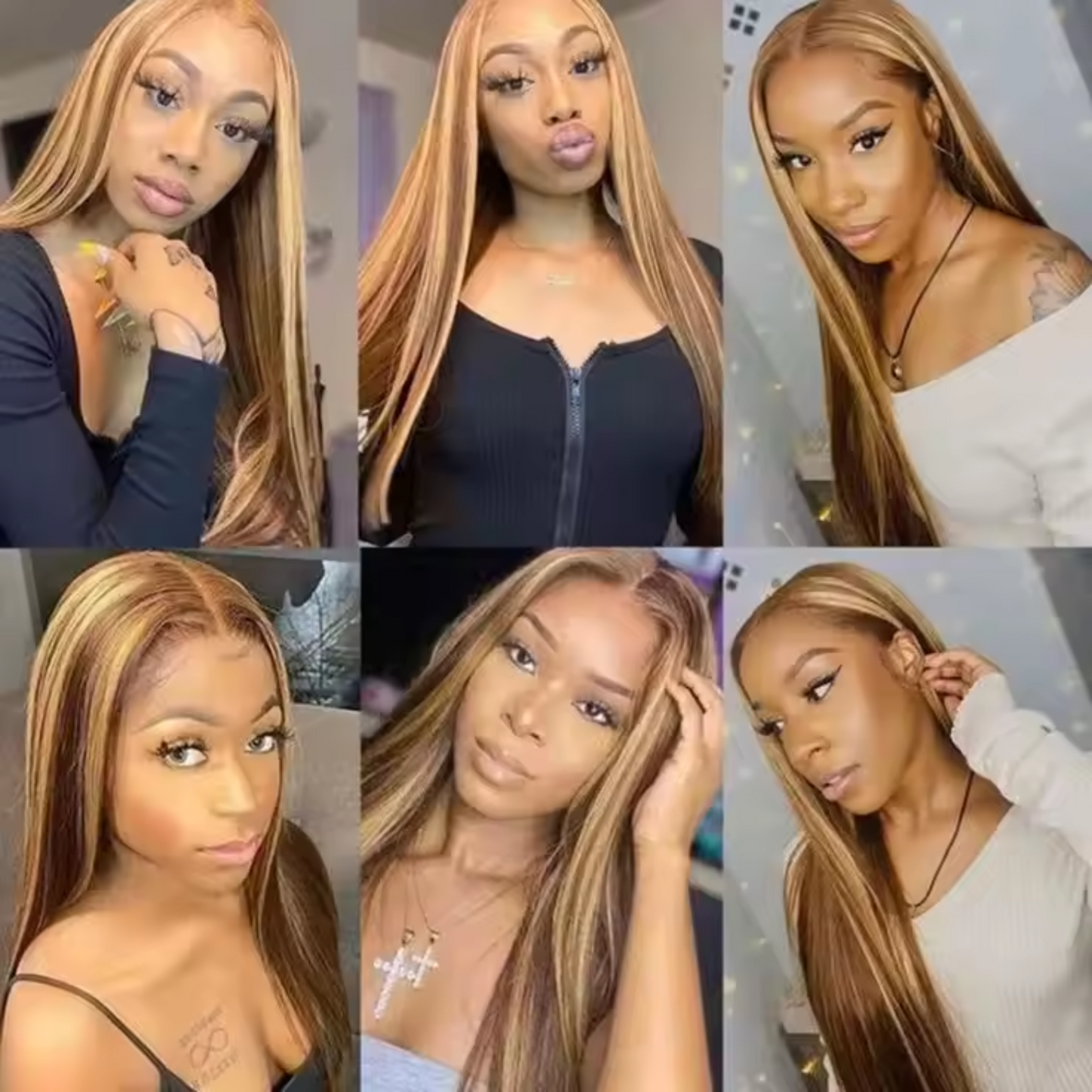 13x4 Lace Frontal Straight Human Hair Wig - Piano Color (4/27), 24 Inches