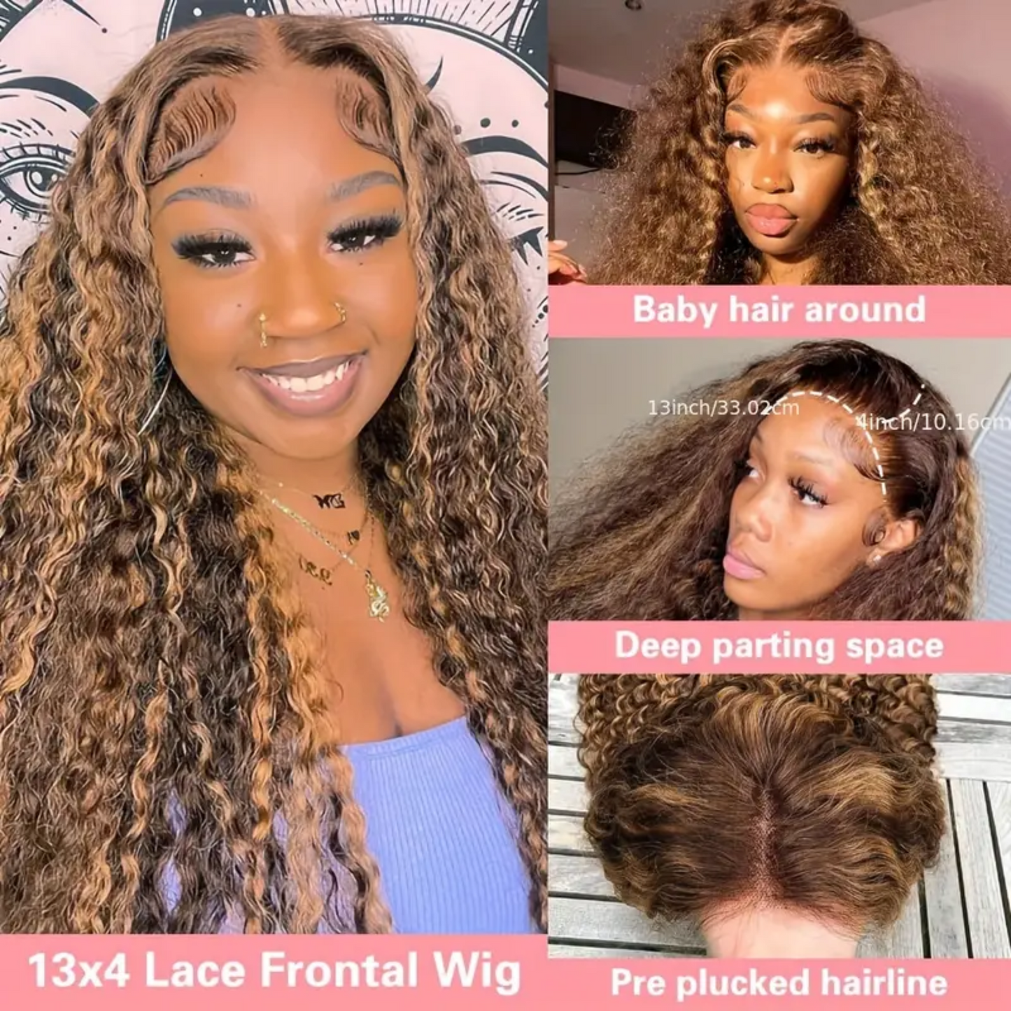 13x4 Lace Frontal Water Wave Human Hair Wig - 24 inches