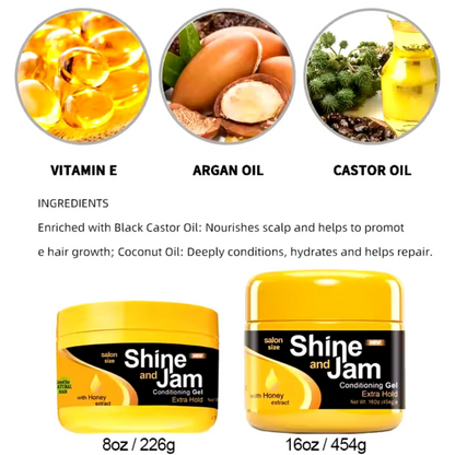 Shine 'n Jam – Gel coiffant fixation extra forte à l'extrait de miel, 113 ml
