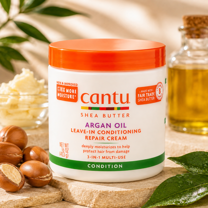 Cantu – Shea Butter Argan Oil Leave-In Conditioning Repair Cream, 16 Oz Cantu