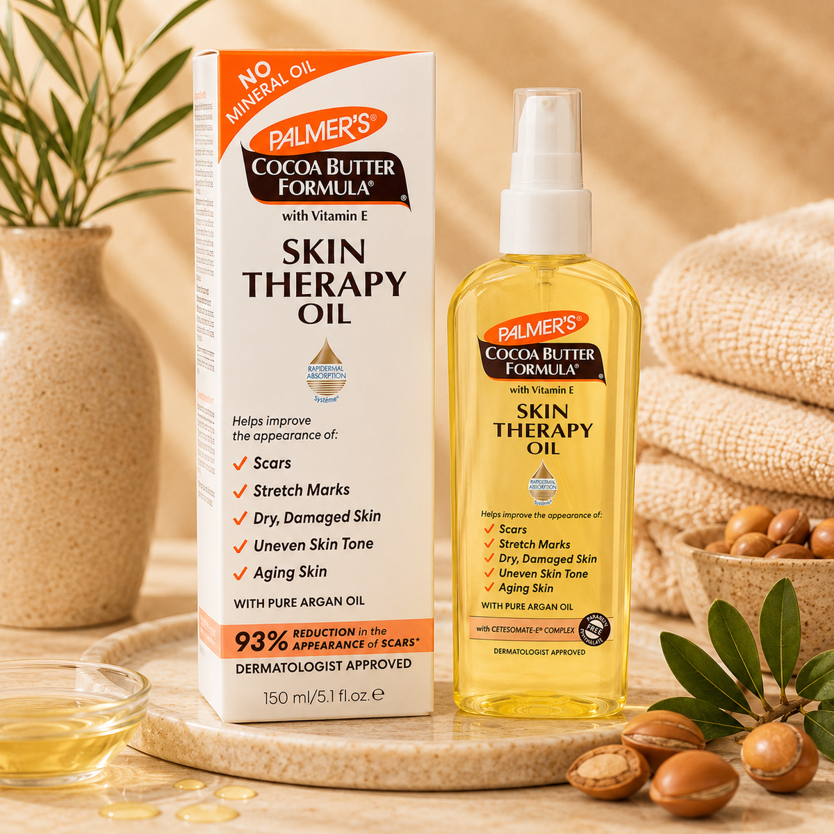 Palmer's – Cocoa Butter Formula Skin Therapy Oil with Vitamin E & Argan Oil, 150 mL Palmer's
