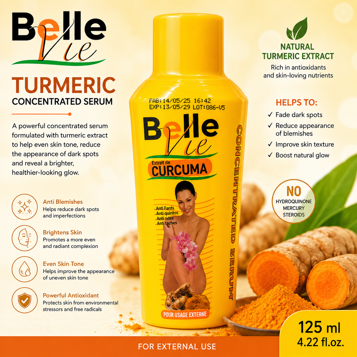 Belle Vie – Turmeric Concentrated Serum, 125ml