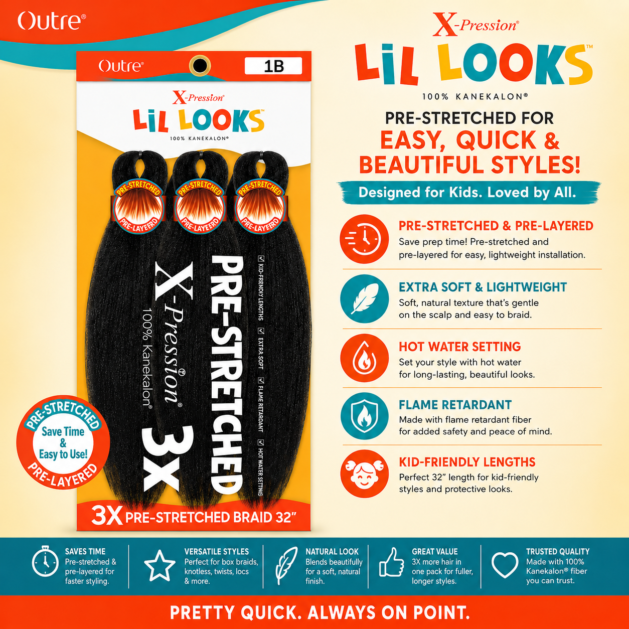 Outre – X-Pression Lil Looks 3X Pre-Stretched Braiding Hair 32"